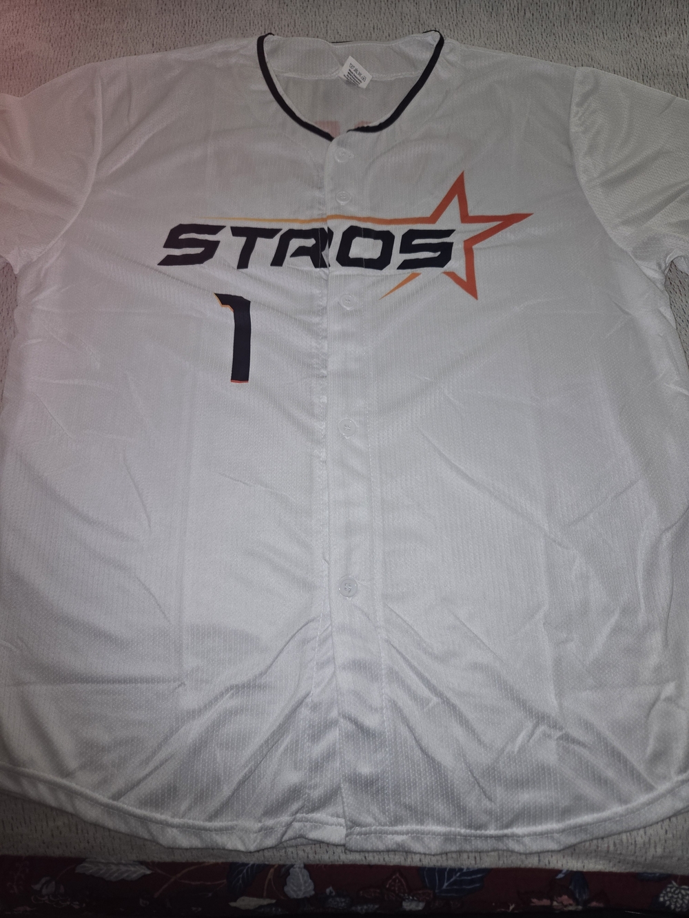 Astros Practice White Baseball-Style Jersey with Orange Star Logo